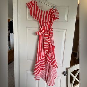 Red & White One Shoulder Sundress